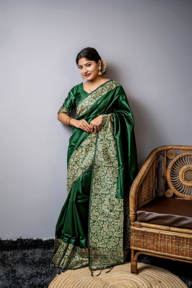 Dark Green Woven Art Silk Saree (Eth_SR_44)