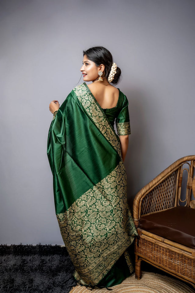 Dark Green Woven Art Silk Saree (Eth_SR_44)
