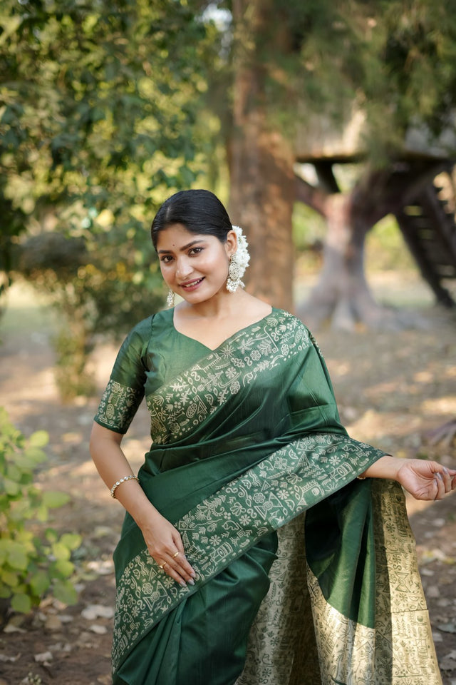 Green Woven Art Silk Saree (Eth_SR_47)