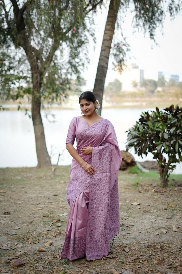 Lavender Woven Art Silk Saree (Eth_SR_49)