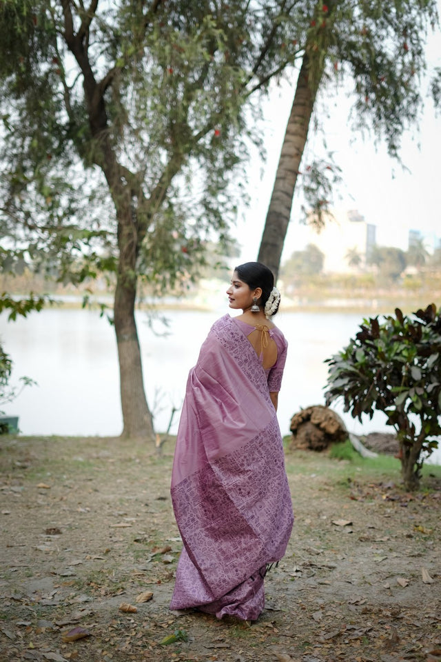 Lavender Woven Art Silk Saree (Eth_SR_49)