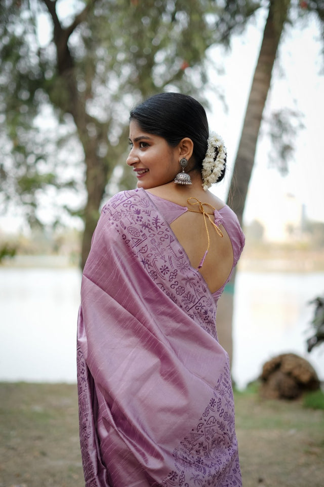 Lavender Woven Art Silk Saree (Eth_SR_49)