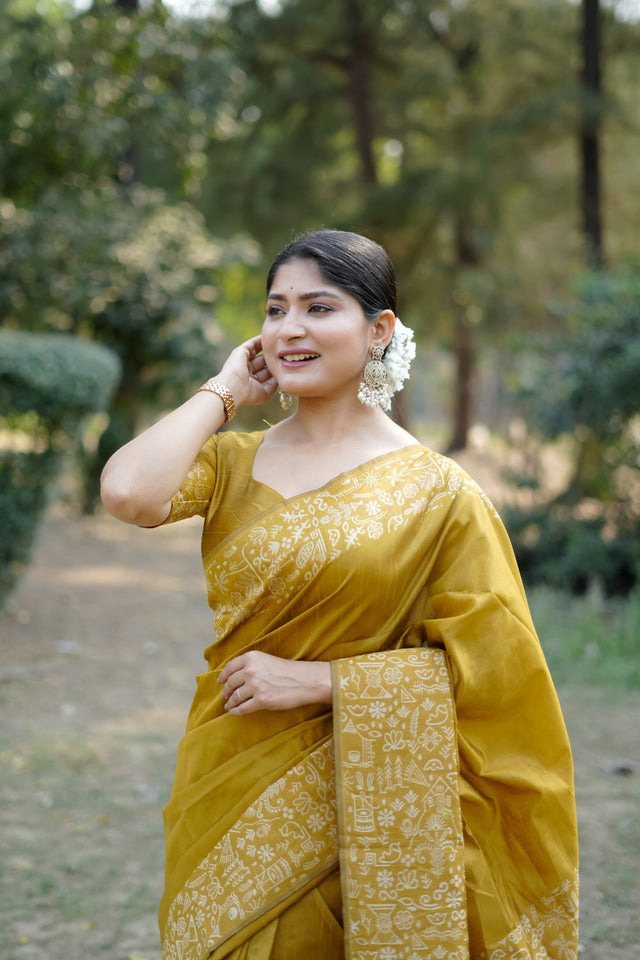 Yellow Woven Art Silk Saree (Eth_SR_50)