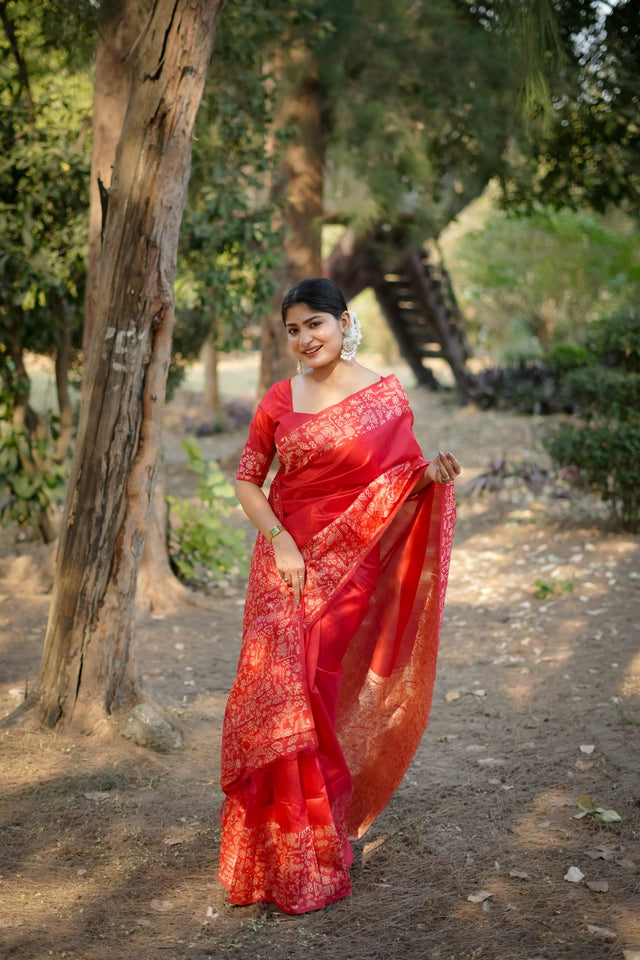 Red Woven Art Silk Saree (Eth_SR_52)