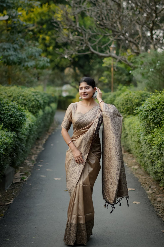 Beige Woven Art Silk Saree (Eth_SR_55)