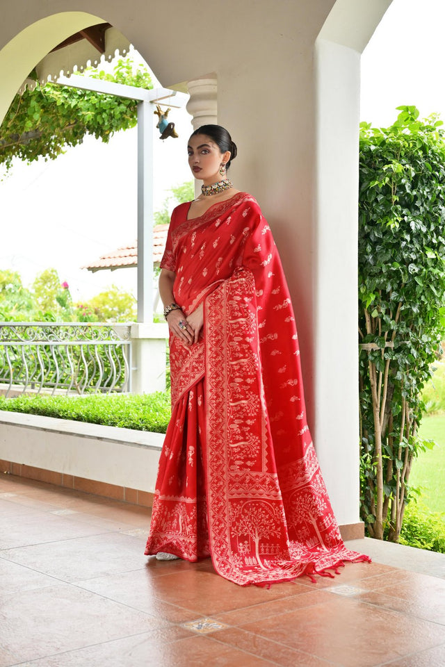 Red Woven Art Silk Saree (Eth_SR_64)