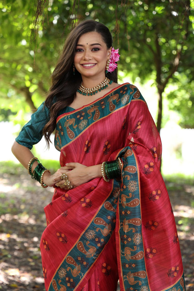 Maroon Woven Art Silk Saree (Eth_SR_71)