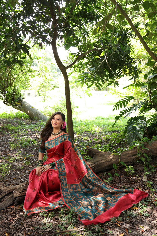 Maroon Woven Art Silk Saree (Eth_SR_71)