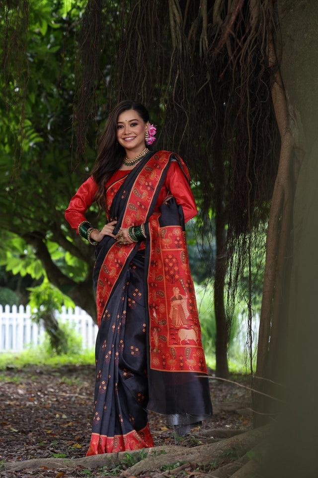 Black Woven Art Silk Saree (Eth_SR_75)