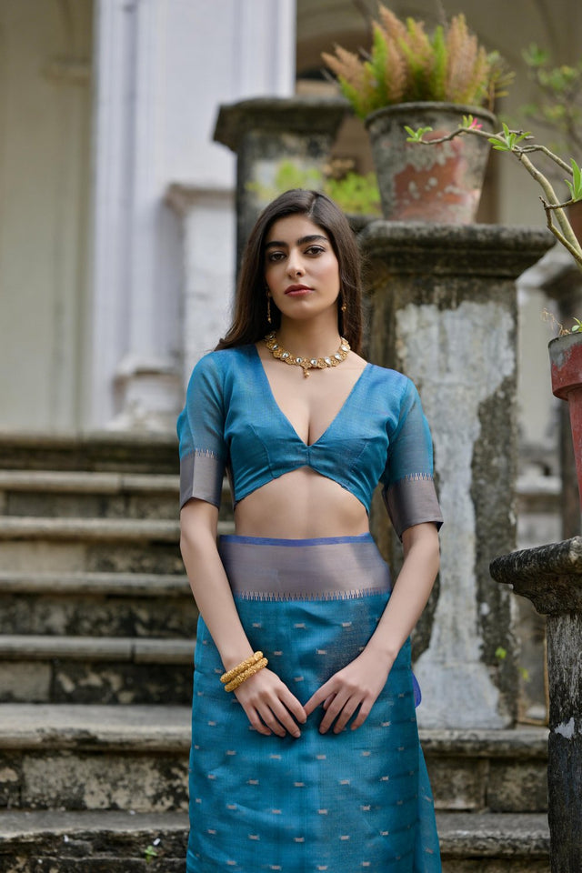 Blue Woven Art Silk Saree (Eth_SR_78)