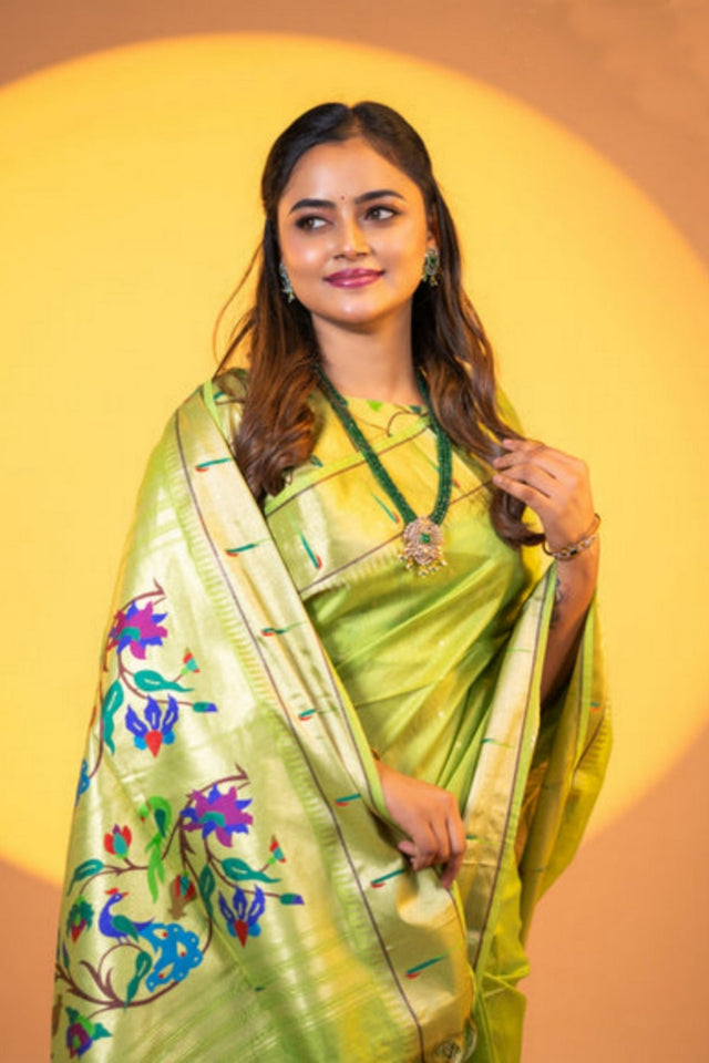 Mehendi Woven Art Silk Saree (Eth_SR_8)