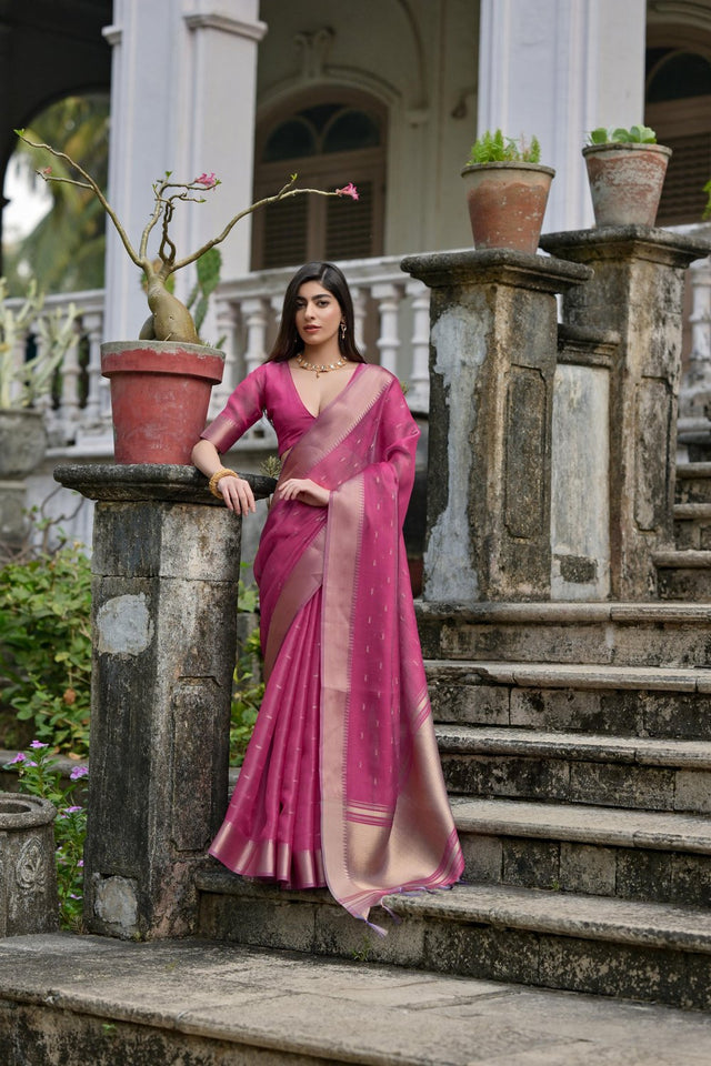 Magenta Woven Art Silk Saree (Eth_SR_80)