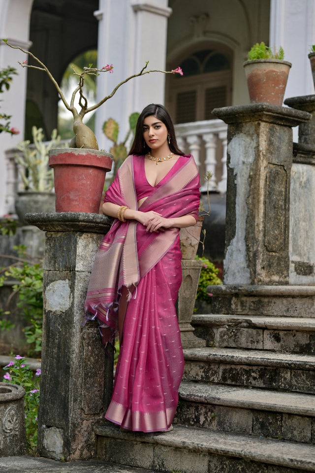 Magenta Woven Art Silk Saree (Eth_SR_80)