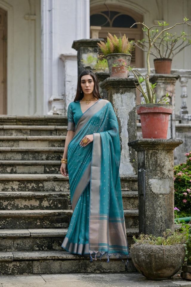 Light Blue Woven Art Silk Saree (Eth_SR_81)