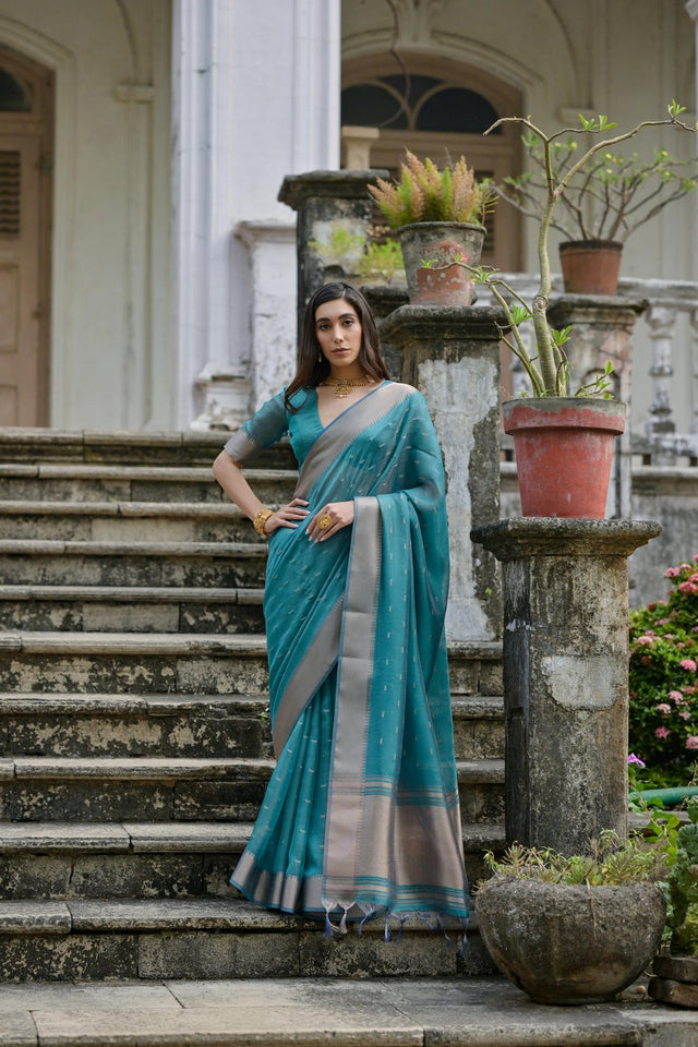 Light Blue Woven Art Silk Saree (Eth_SR_81)