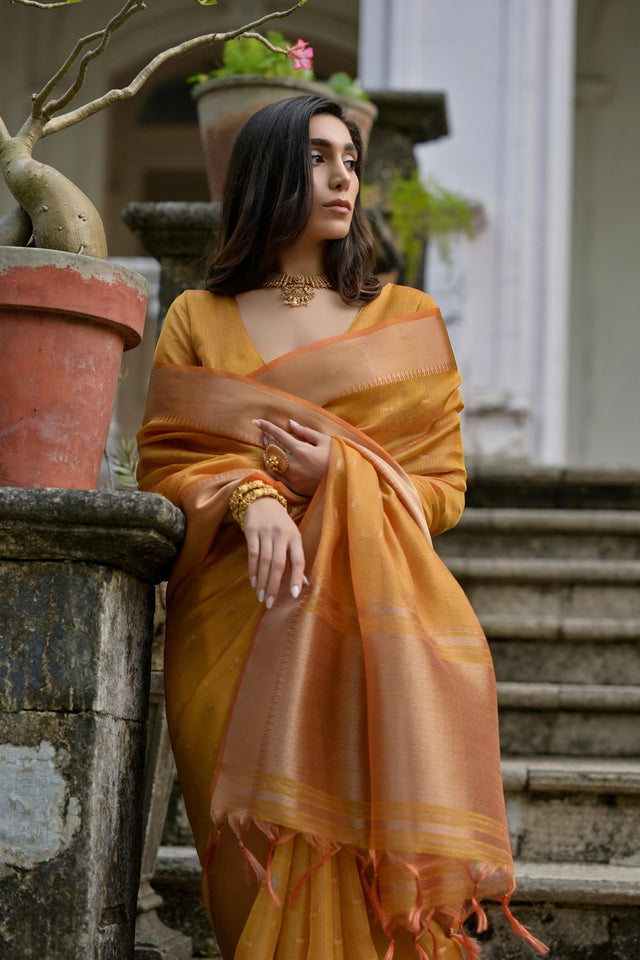 Mustard Woven Art Silk Saree (Eth_SR_82)