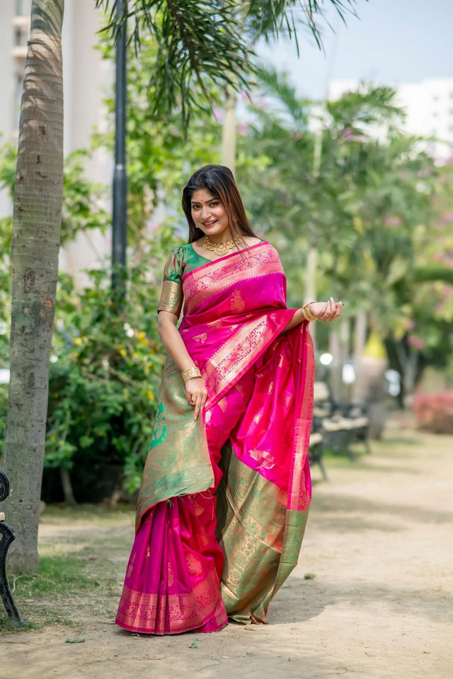 Pink Woven Art Silk Saree (Eth_SR_83)