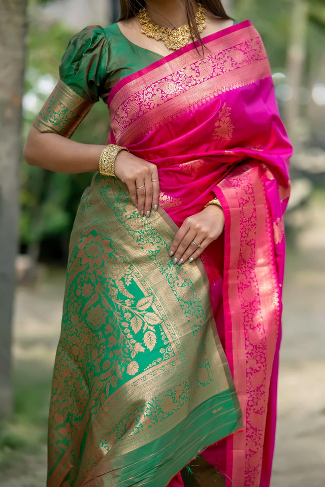 Pink Woven Art Silk Saree (Eth_SR_83)