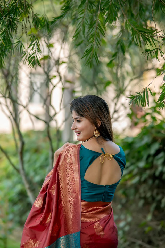 Maroon Woven Art Silk Saree (Eth_SR_87)