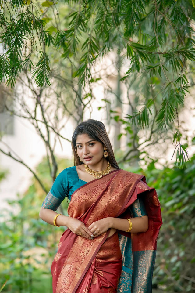 Maroon Woven Art Silk Saree (Eth_SR_87)