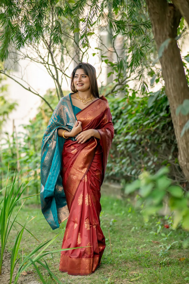 Maroon Woven Art Silk Saree (Eth_SR_87)