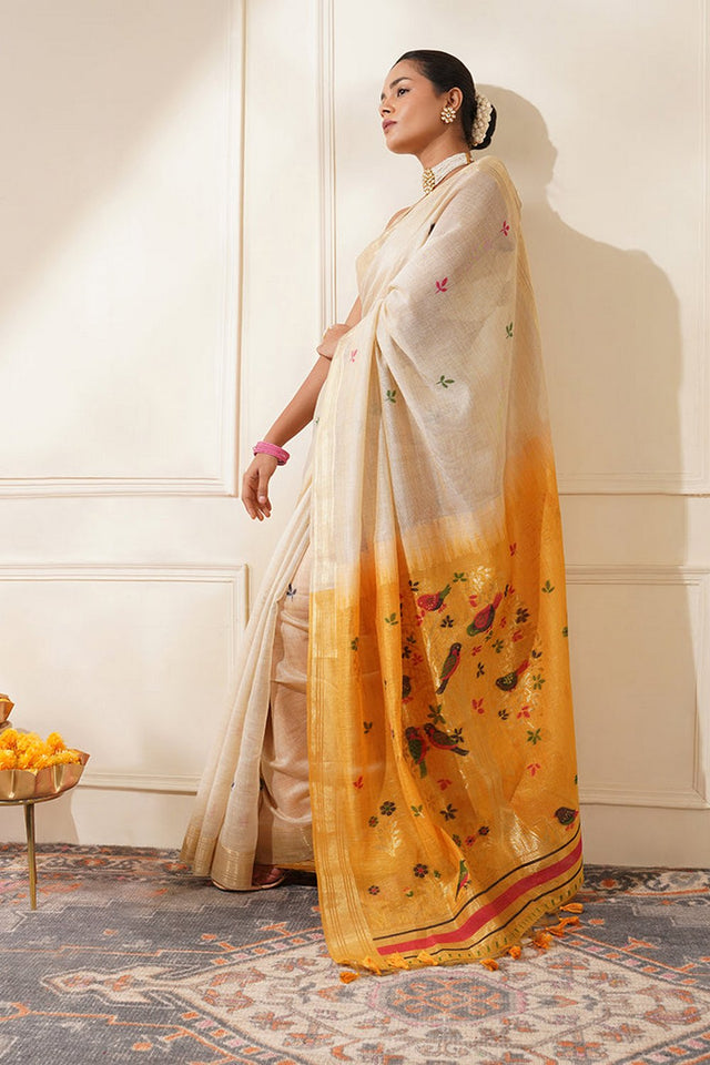 Multi Color Floral Woven Cotton Saree (Eth_SR_123)