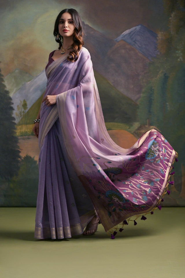 Purple Woven Art Silk Saree (Eth_SR_128)