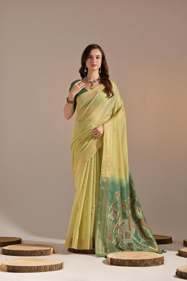 Yellow Woven cotton Saree (Eth_SR_133)