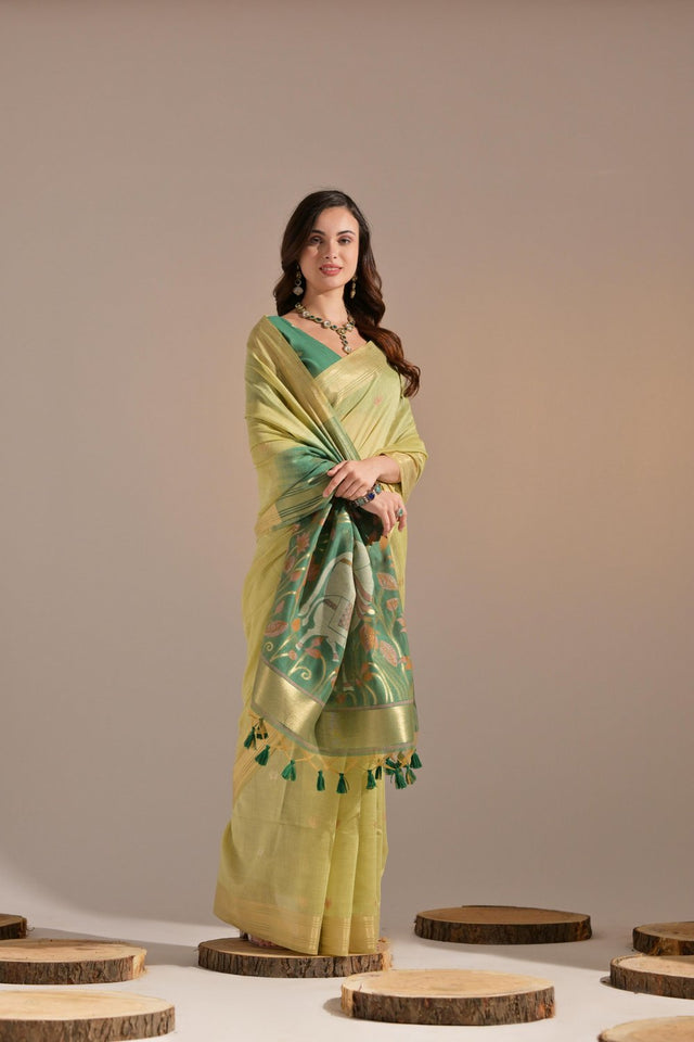 Yellow Woven cotton Saree (Eth_SR_133)