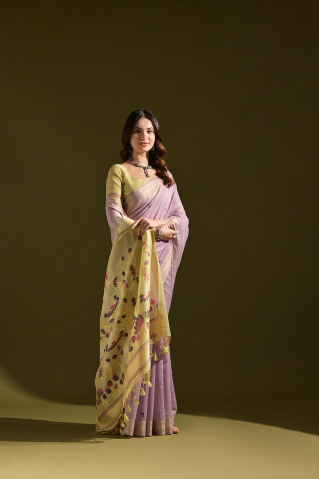 Purple Woven cotton Saree (Eth_SR_143)