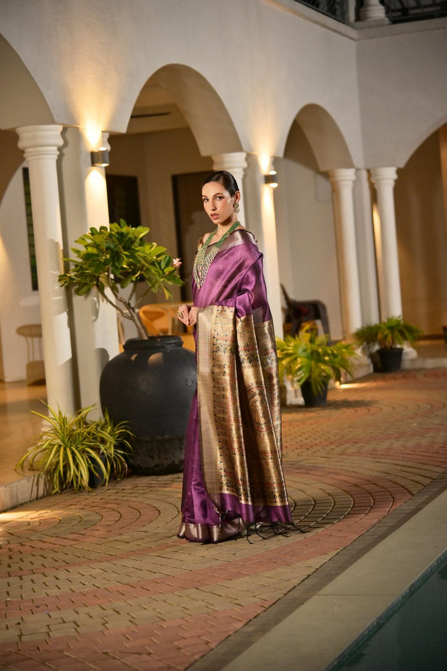 Purple Woven Art Silk Saree (Eth_SR_164)