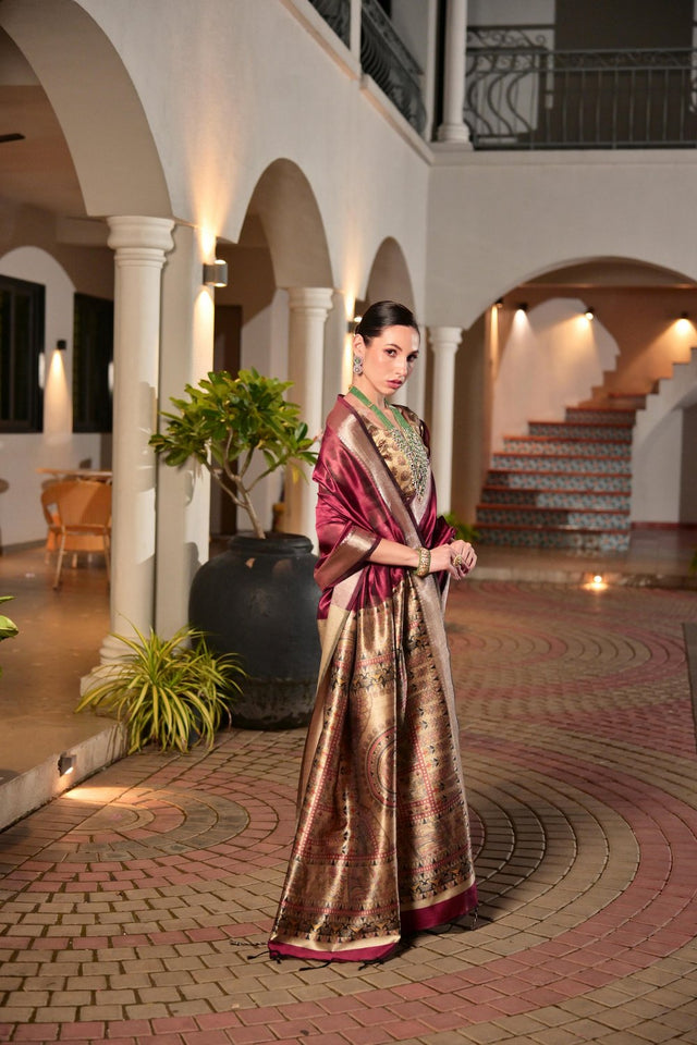 Magenta Woven Art Silk Saree (Eth_SR_166)