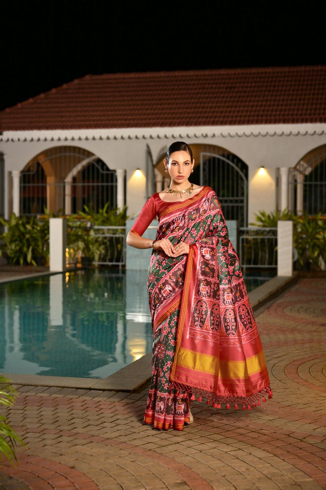 Multi Color Printed Art Silk Saree (Eth_SR_172)