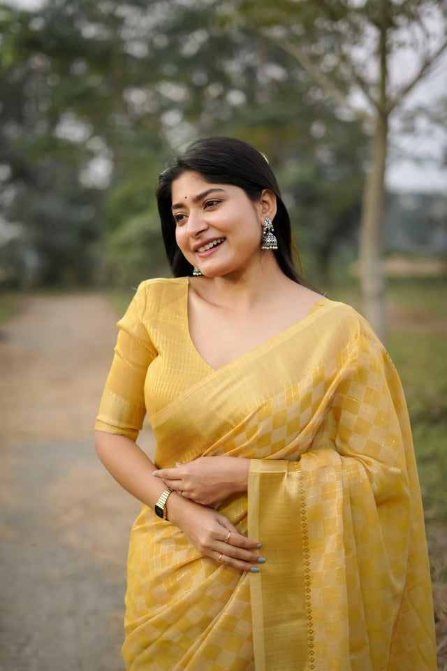 Yellow Woven Art Silk Saree (Eth_SR_174)