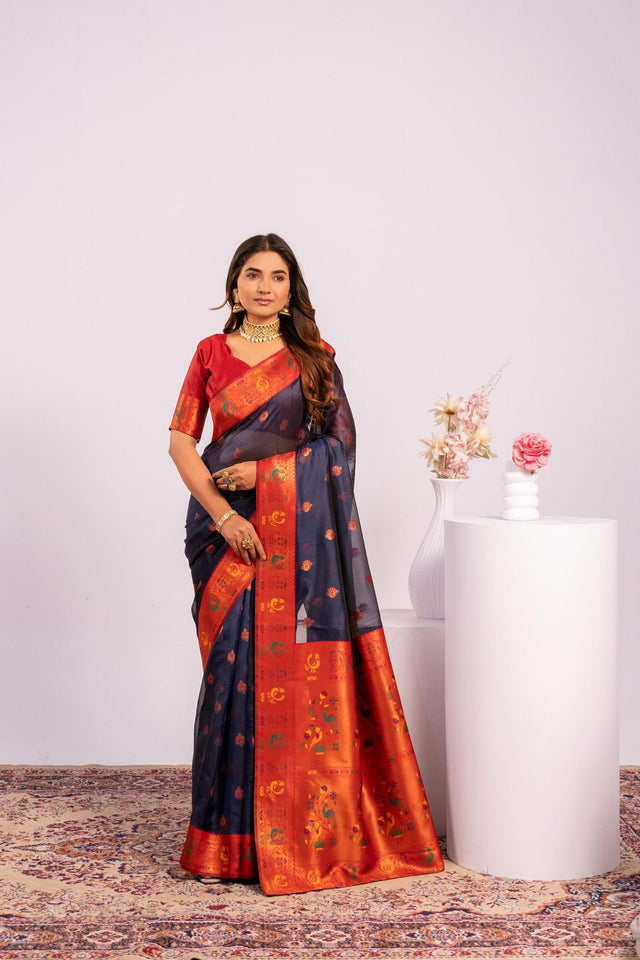Blue Woven Art Silk Saree (Eth_SR_177)