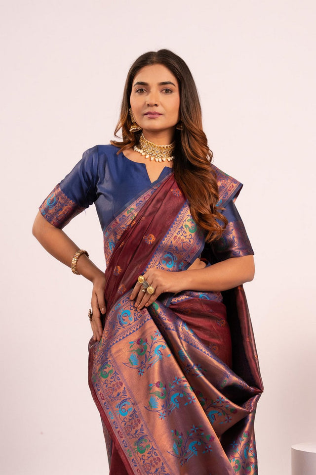 Brown Woven Art Silk Saree (Eth_SR_178)