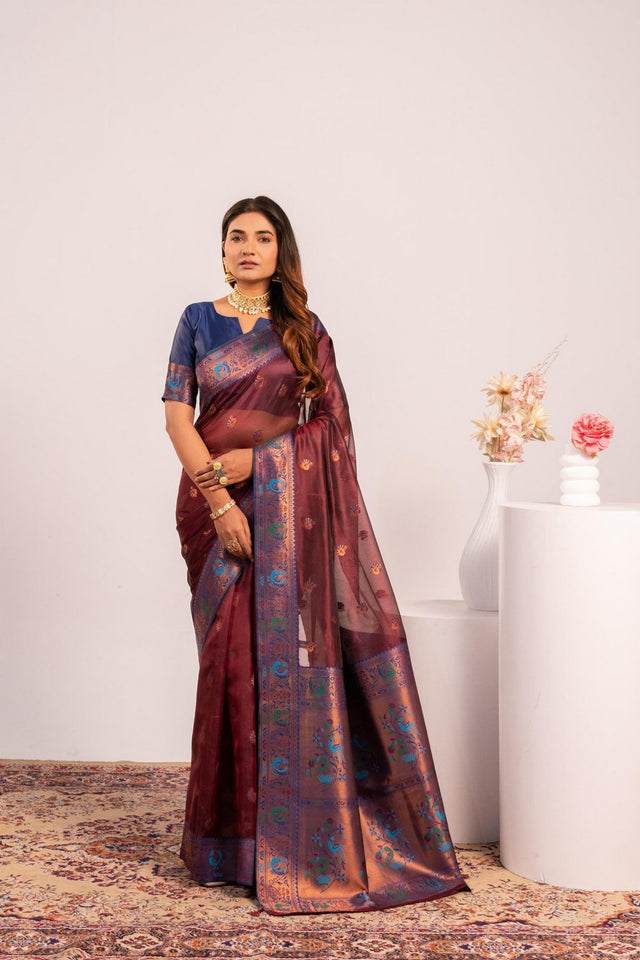 Brown Woven Art Silk Saree (Eth_SR_178)