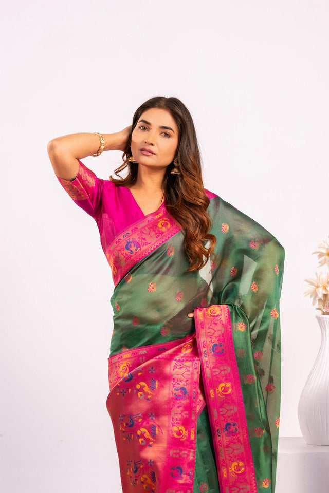 Green Woven Art Silk Saree (Eth_SR_179)