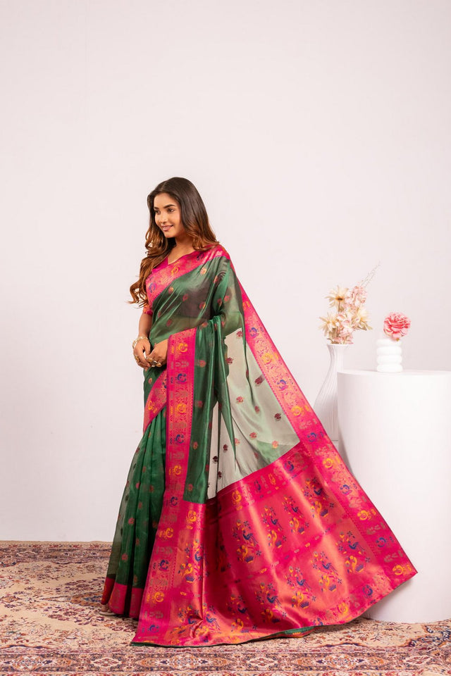 Green Woven Art Silk Saree (Eth_SR_179)