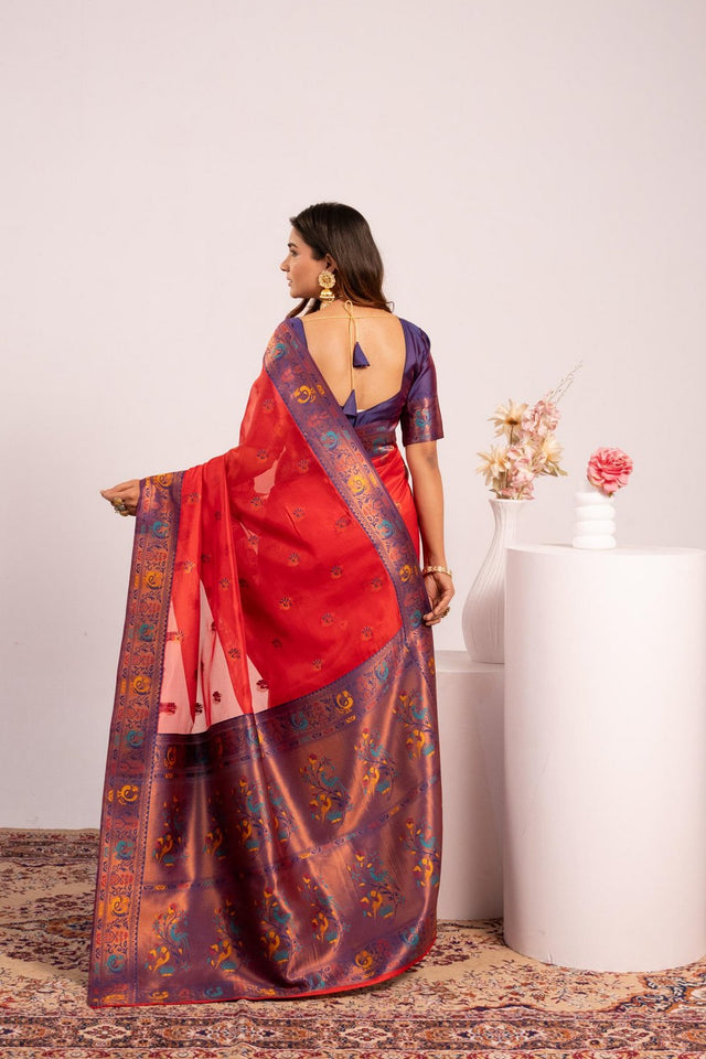 Red Woven Art Silk Saree (Eth_SR_181)