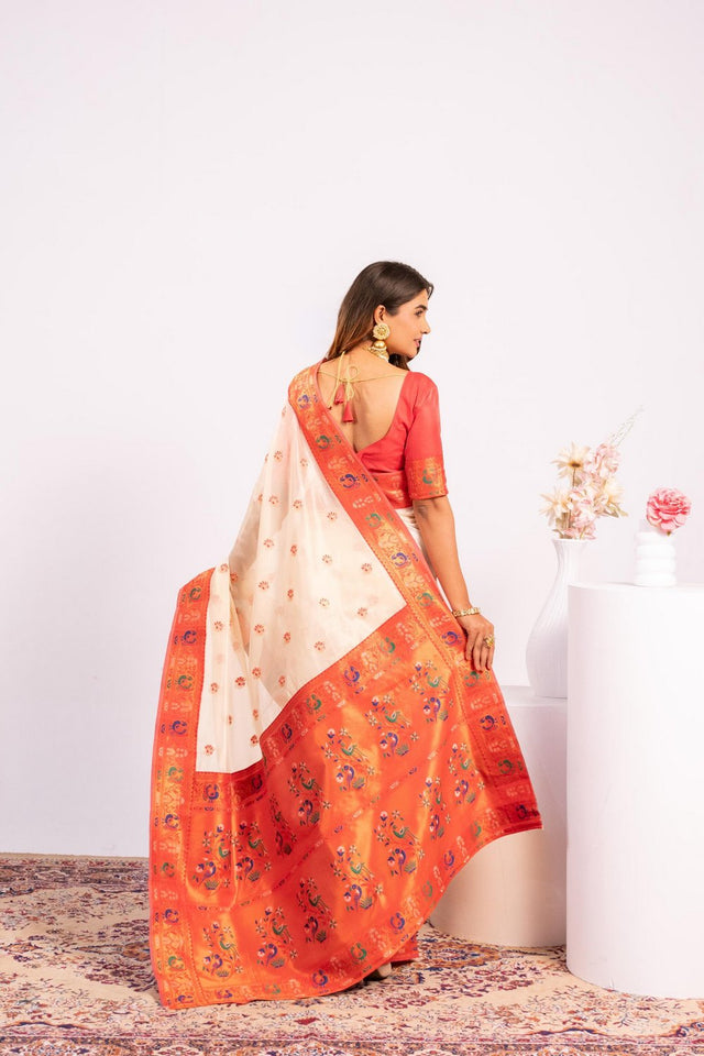 White Woven Art Silk Saree (Eth_SR_182)
