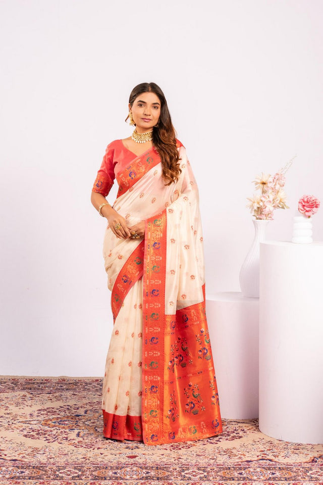 White Woven Art Silk Saree (Eth_SR_182)