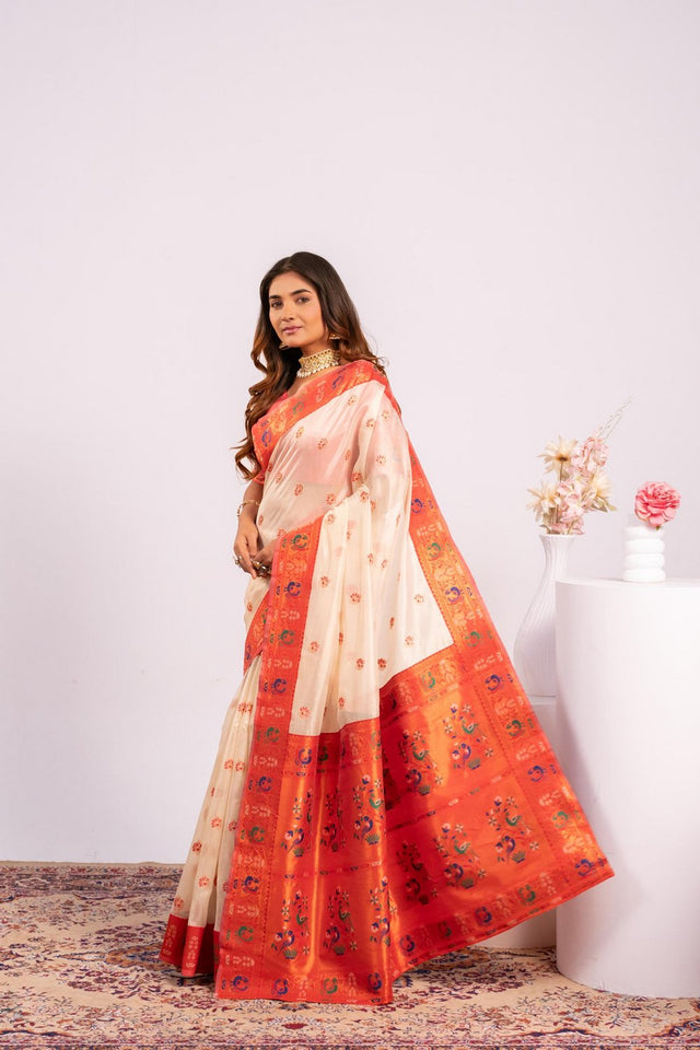 White Woven Art Silk Saree (Eth_SR_182)