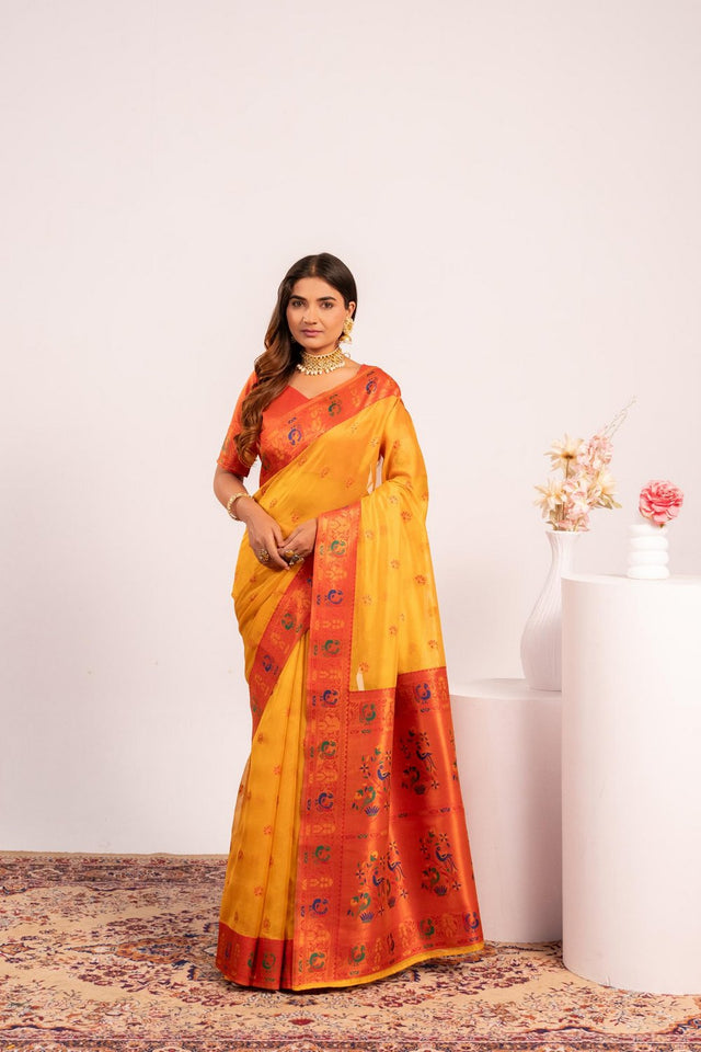 Yellow Woven Art Silk Saree (Eth_SR_184)