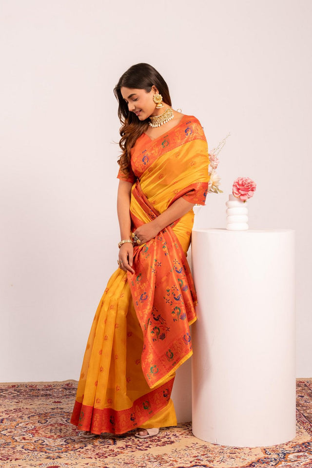 Yellow Woven Art Silk Saree (Eth_SR_184)