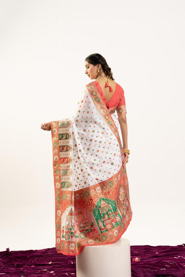 White Woven Art Silk Saree (Eth_SR_199)