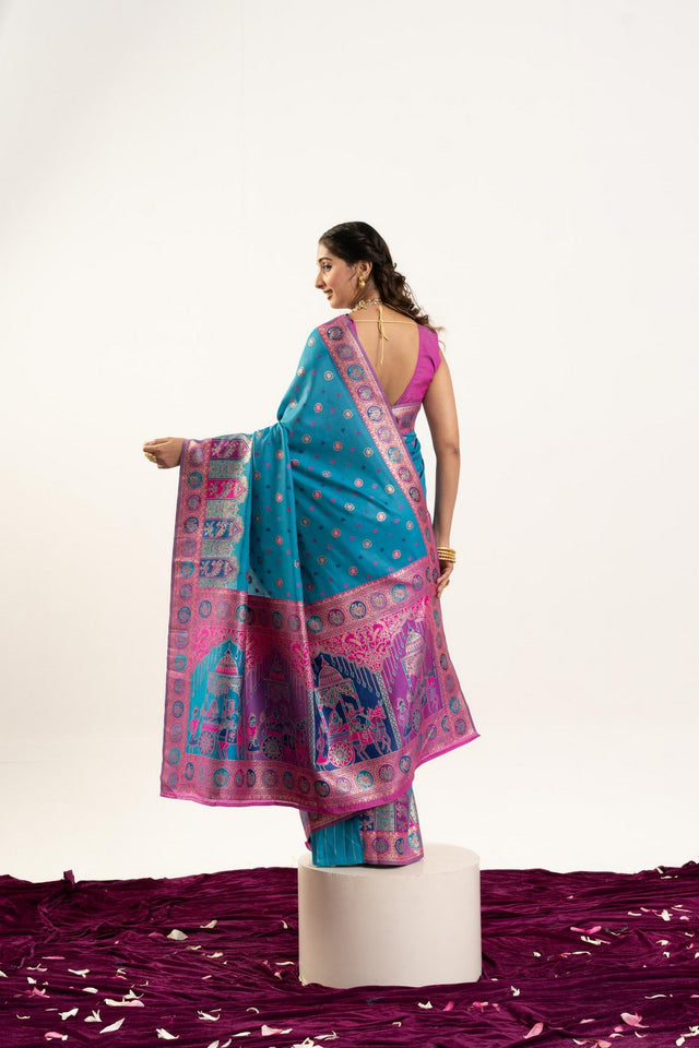 Blue Woven Art Silk Saree (Eth_SR_202)