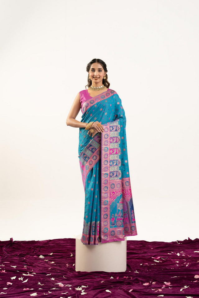 Blue Woven Art Silk Saree (Eth_SR_202)