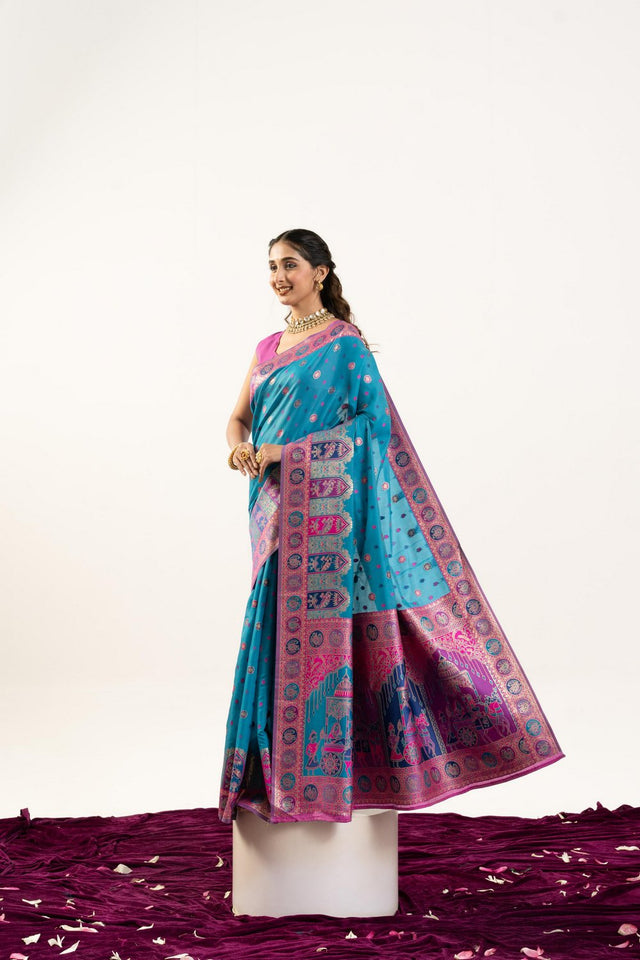 Blue Woven Art Silk Saree (Eth_SR_202)