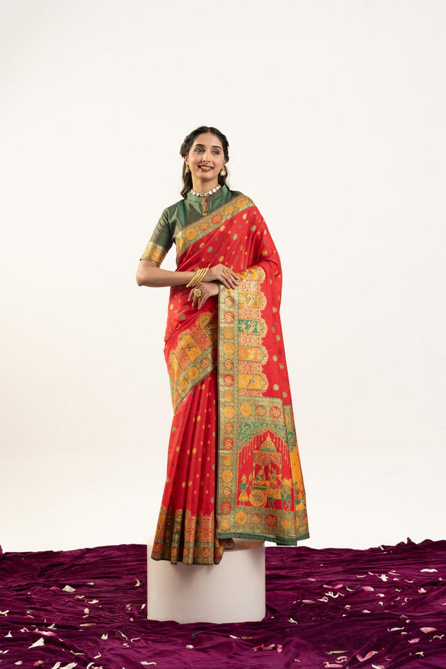 Red Woven Art Silk Saree (Eth_SR_204)